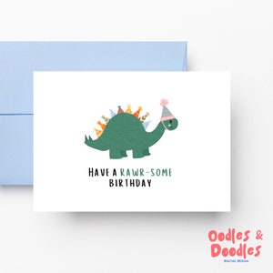 carte d'anniversaire de dinosaure | Party-saurus Rex carte de vœux | carte dinosaure | Carte d'anniversaire amusante | Carte d'anniversaire pour enfants | Carte 5x7 | Carte en soie de 350 g