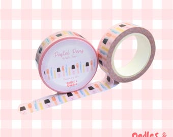 Rainbow Pens Washi Tape: Pastel Stationery, Planner Decoration