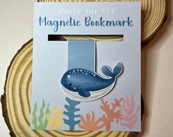 Whale Magnetic Bookmark | Cute Bookmark | Under the Sea | Blue Whale Bookmark | Magnetic Bookmark | Page Marker | Reading Gift