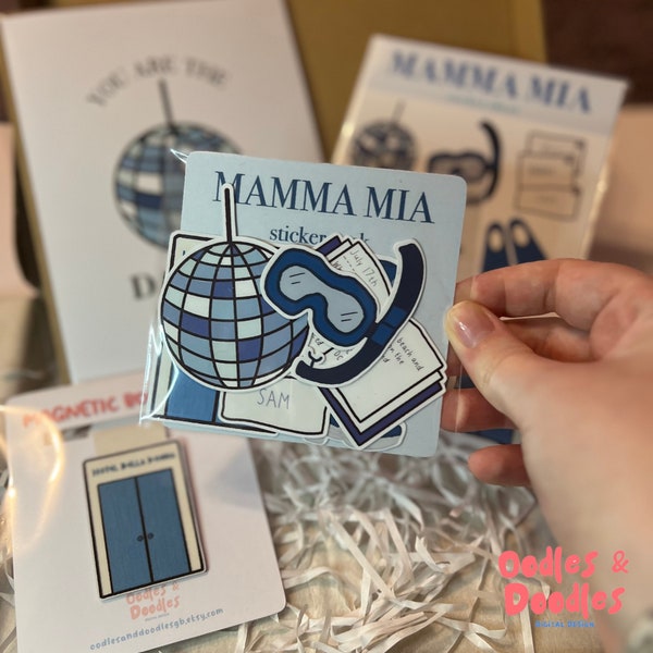 Mamma Mia Inspired Sticker Pack | Musical-Themed Gift | Gift | Laminated Blue Stickers | Birthday | Theatre Gifts