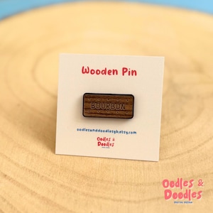 Bourbon Biscuit Wooden Pin: Eco-Friendly MDF Brooch