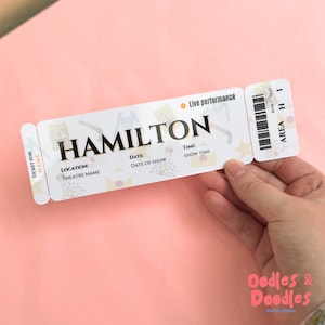 &quot;Hamilton kundenspezifische Theater-Karte - Musikalisches Geschenk | Personalisiertes Broadway- oder West End-Musical-Andenken | Überraschungsshow offenbaren | Theaterliebhaber