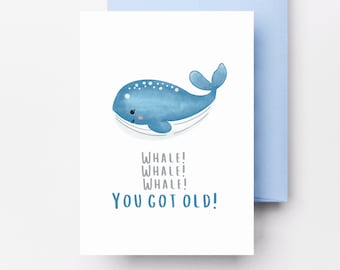 carte d'anniversaire baleine | Baleine Baleine Vous avez vieilli | Sous la carte de voeux de Zazzle.be Liste d'envies Vous avez des idées ? Dessiné à la main | Carte 5x7