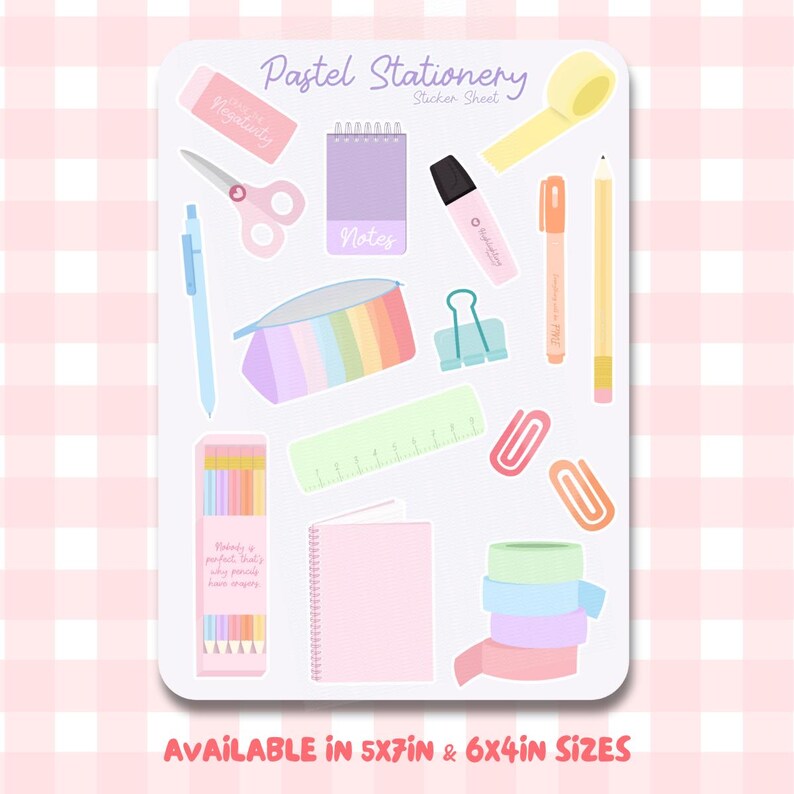 Pastel Stationery Sticker Sheet: Waterproof Vinyl Planner Stickers image 4