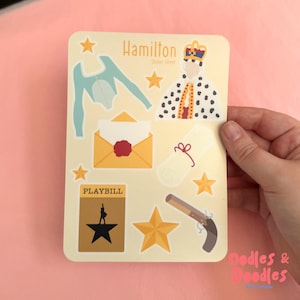 Feuilles d'autocollants inspirés de Hamilton | Cadeau sur le thème de la musique | Autocollants | Anniversaire | Cadeaux pour le théâtre | Feuilles d'autocollants mats | Autocollants en vinyle