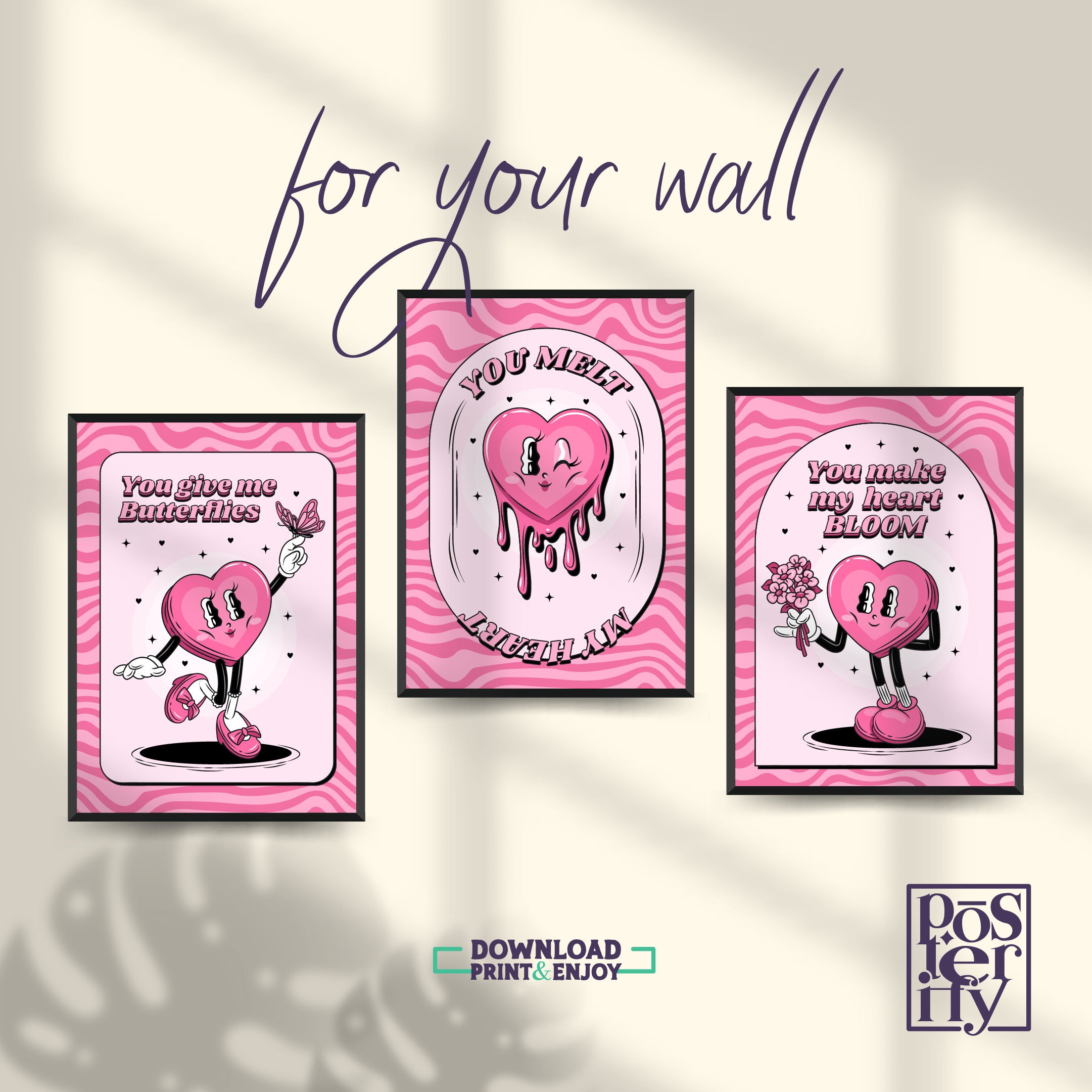 Free Wallpaper, Printable Lovers Day Gift Art Print Set of 3 Large ...