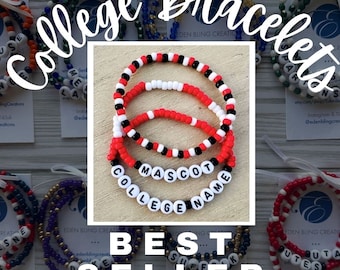 College Bracelet, Game Day Stack, College Decision Jewelry March Madness, College Swag, Bed Party Acceptance, NCAA, Big 10, Big 12, Ivy, SEC
