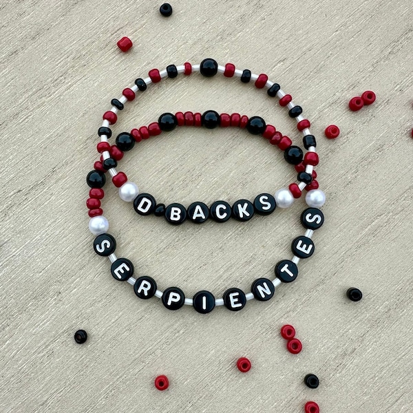 Arizona Diamondbacks bracelet set, DBacks gift, red & black bracelets for AZ Sports fan, Serpientes gift, Spring Training, mlb jewelry