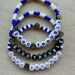 Good Trouble Bracelet Peace Sign Beaded Resistance Jewelry Defend Democracy Jewelry Protest Trump Bracelet John Lewis Anti-Authoritarian USA