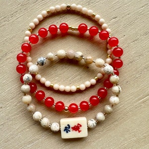 Mahjong Bracelet Set Mah Jong Tile Jewelry Mahjongg Gift for Mahjong Player Mahj Jewelry Tournament Gift Mahjong Contest Prize Mahjong theme