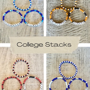 4 sets of college bracelets. Villanova Wildcats, Princeton Tigers, Haverford Black Squirrels, and Duke Blue Devils.