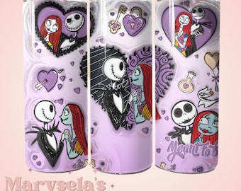 Meant To Be 20oz Tumbler (Purple), Jack and Sally Tumbler, Disney Tumblers