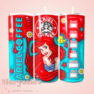 Ariel Coffee 20oz Tumbler, Disney Tumbler, Disney Water Bottle