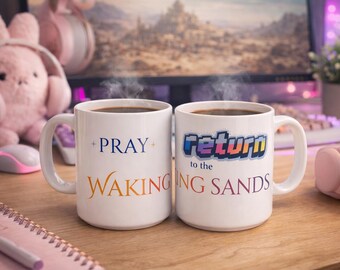 Pray Return to Waking Sands Gaming Mug, MMORPG Gamer Coffee Cup, Fantasy RPG Gift