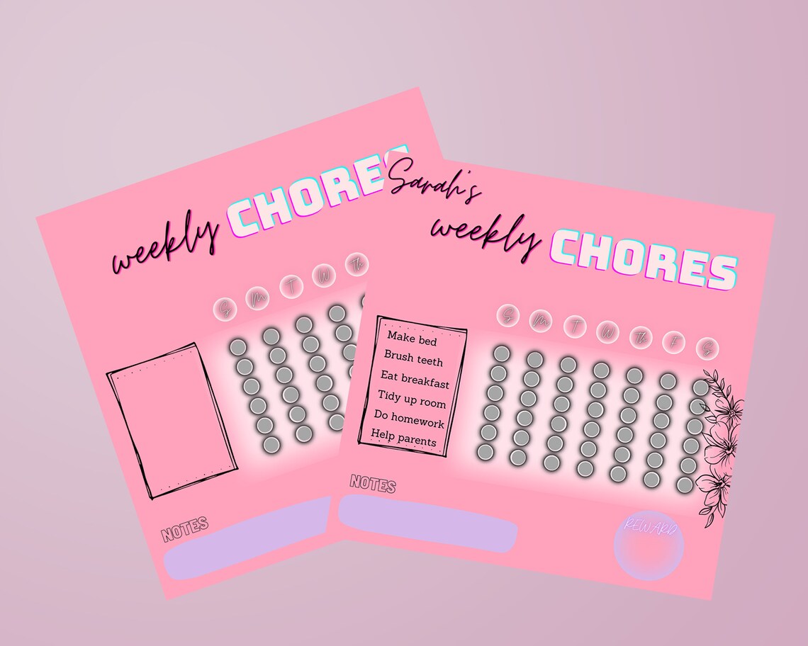 Editable Printable Chore Chart for Kids Chore Chart for - Etsy