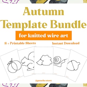 Autumn Printable Wire Art Templates, Wire Bending Patterns for French Knitting, Tricotin Bundles, Icord Woodland Figures, Hanging Wall Decor