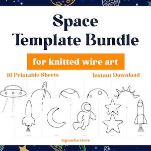 Space Wire Art Vorlagen, Tricotin Strickmuster (Digitaler Download), i-cord Formen zum Biegen, druckbare Bündel für French Knitting