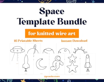 Space Wire Art Templates, Tricotin Knitting Patterns (Digital Download), i—cord Shapes For Bending, Printable Bundles For French Knitting