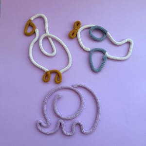 Cute Nursery Wall Hanging Shapes For Bending Wire Art, Tricotin Bundles For French Knitting, I-cord Printable Template, Kids Room Decoration goose elephant airplane