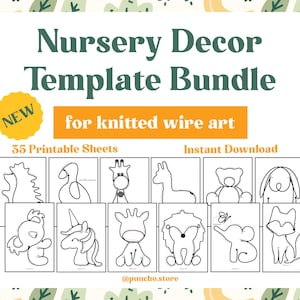 Cute Nursery Wall Hanging Shapes For Bending Wire Art, Tricotin Bundles For French Knitting, I-cord Printable Template, Kids Room Decoration