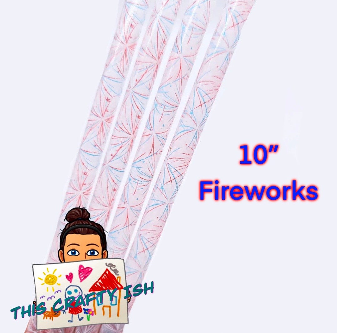 10 Fireworks Reusable Plastic Straw Etsy