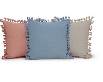 Jaipur Canvas Throw Pillows - Ecru, Rouge, Slate Blue