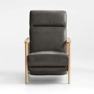 Leather Reclining Chair with Wood Frame