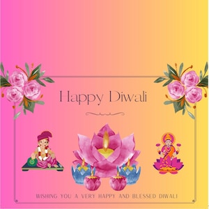 Tarjeta Diwali / Diwali / Feliz Diwali / Tarjeta personalizada / Tarjeta india / Tarjetas de felicitación / Tarjetas indias / Tarjeta Desi / Lord Ganesha / Diosa Lakshmi