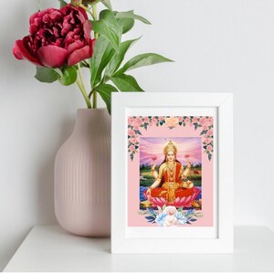 Diosa Lakshmi / Lakshmi / Arte Religioso / Arte Hindú / Hinduismo / Arte Indio / Imagen Lakshmi / Pintura Hindú / Regalo Religioso / Arte