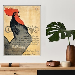Beautiful Vintage Poster Cocorico By Theophile Steinlen Wall Art Print