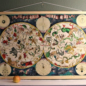 Carte murale céleste antique des années 1670 par Frederick de Wit, impression sur toile 37,5 x 25 po, décoration de maison ou de bureau, cadeau idéal