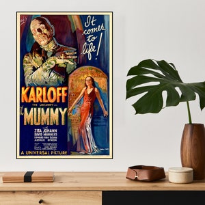 Beautiful Vintage Movie Poster Karloff The Mummy Vintage Poster Wall Art Print