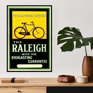 Beautiful Vintage Poster 1930 Raleigh All Steel Bicycle | Vintage Poster Wall Art Print