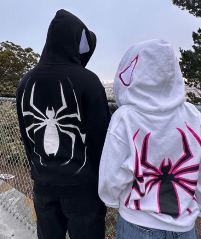 Y2K Spider Print Hoodie Y2K Clothing Unisex Hoodie Zip Etsy UK