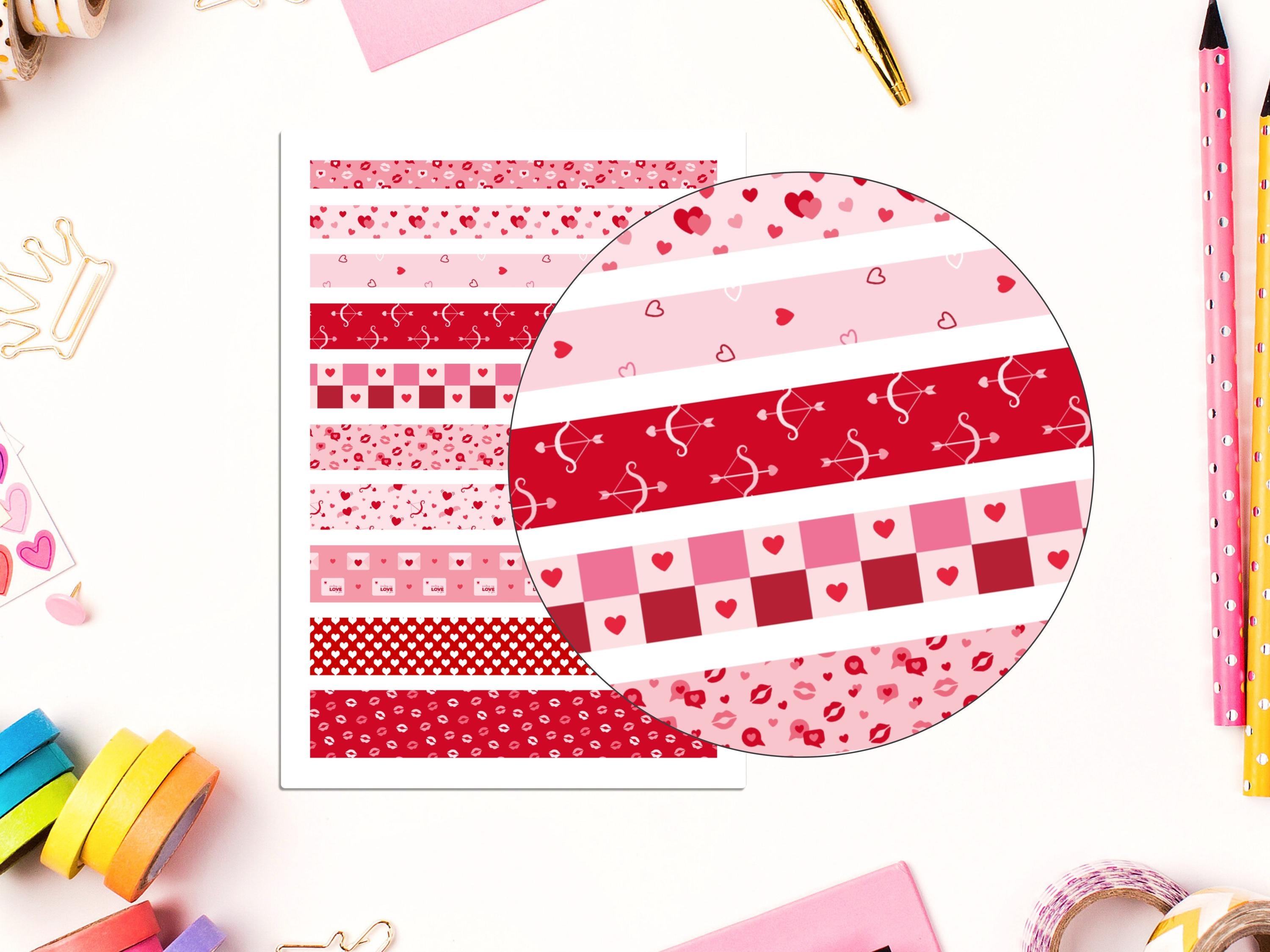 Cute Valentine Wrinkled Printable Washi Tape | Heart Border Strips ...