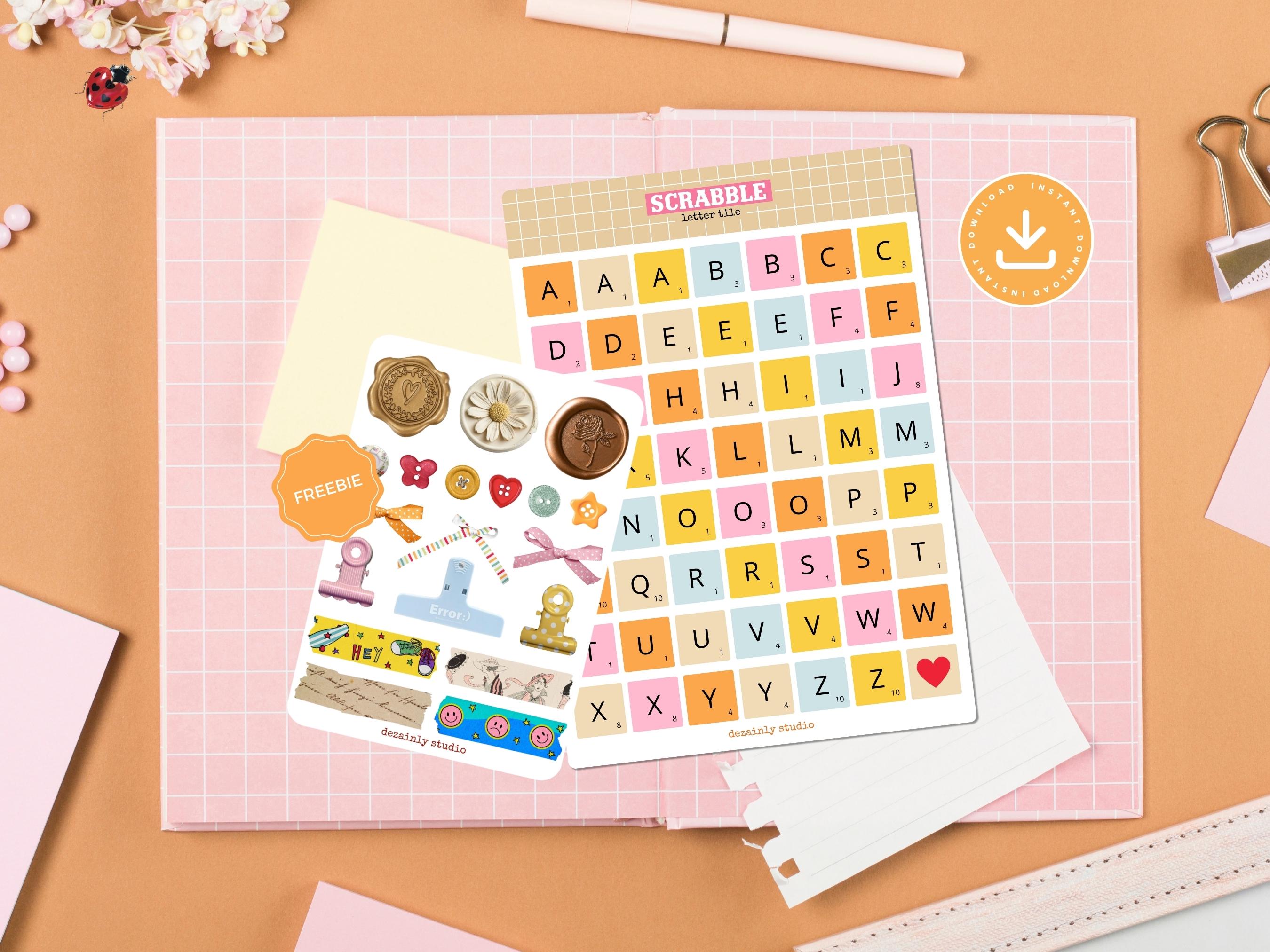 Colorful Letter Tile Printable Sticker Sheet | Playful Scrabble Letters ...