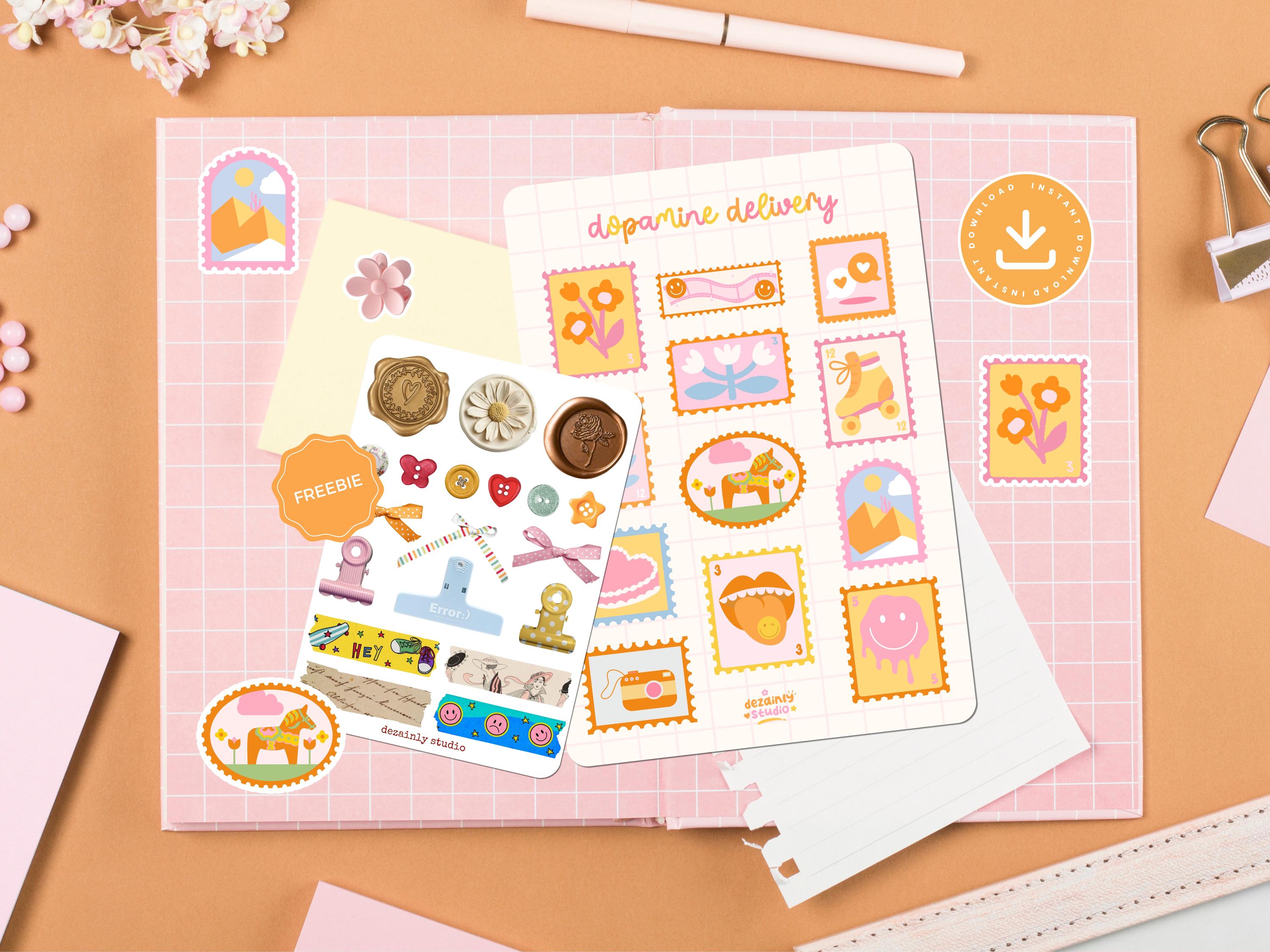 Postage Stamp Junk Journal Sticker Sheet | Printable Aesthetic Stickers ...