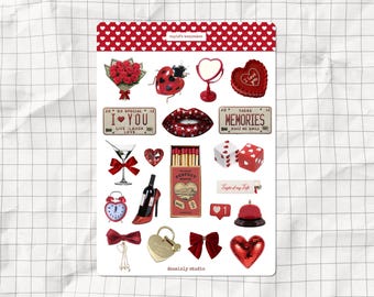 Cupid's Keepsakes Love Printable Sticker Sheet | Aesthetic Relationship Junk Journal Stickers | A5 Valentine's Day Scrapbook Stickers