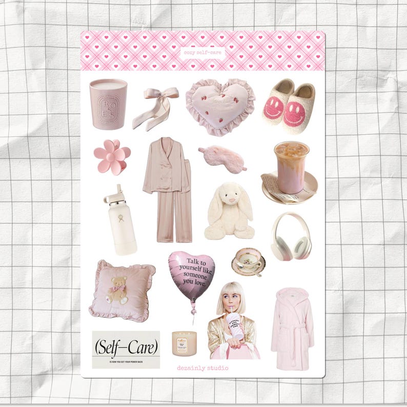 Selfcare Junk Journal Sticker Sheet | Printable Aesthetic Stickers ...