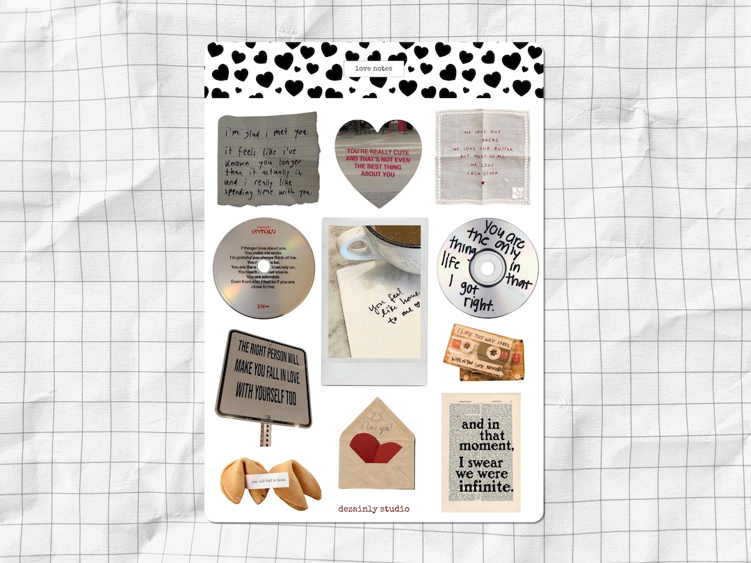 Love Notes Printable Sticker Sheet | Aesthetic Relationship Junk ...