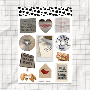 Love Notes Printable Sticker Sheet | Aesthetic Relationship Junk Journal Stickers | A5 Valentine's Day Scrapbook Planner Stickers