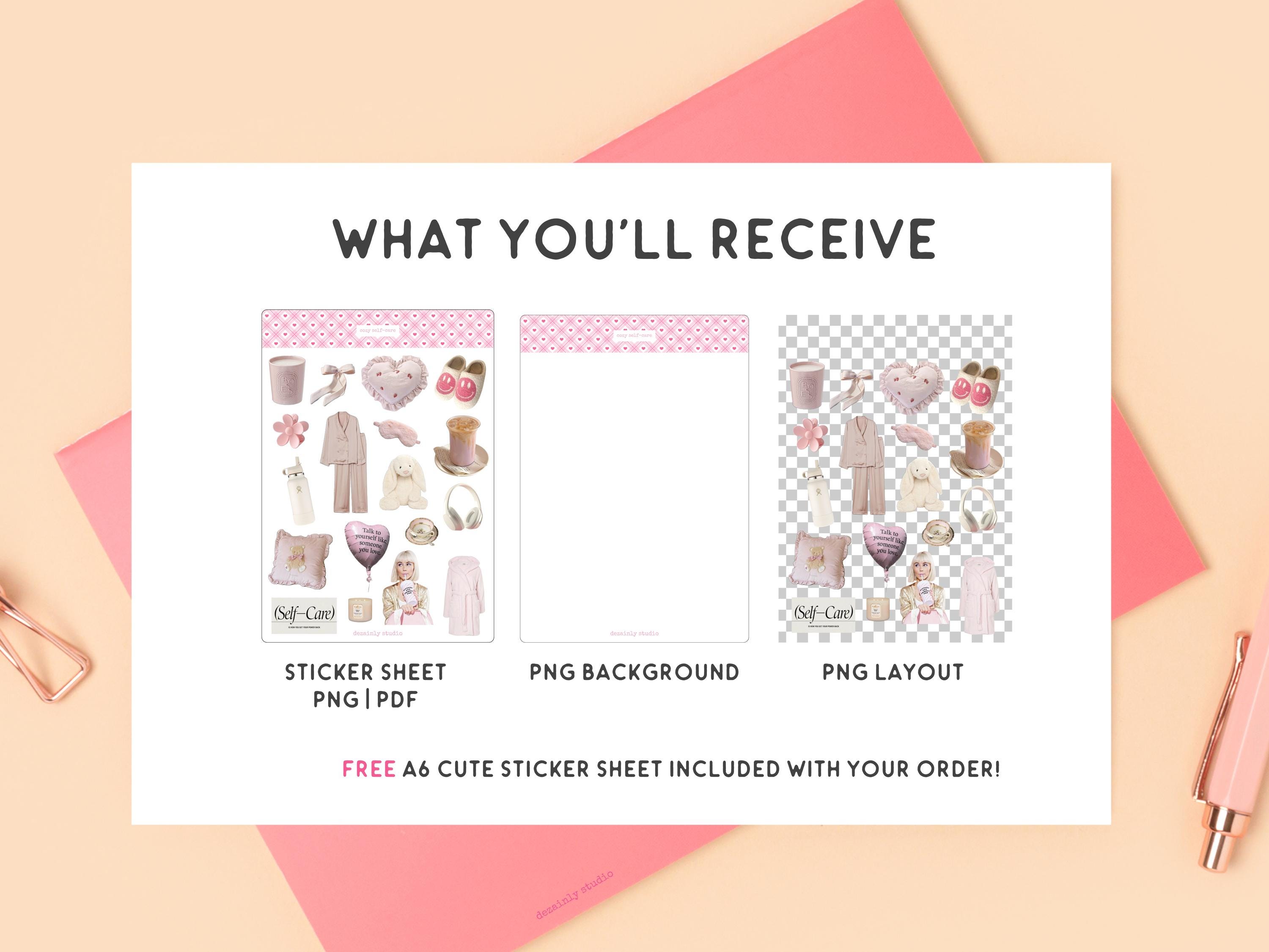 Selfcare Junk Journal Sticker Sheet | Printable Aesthetic Stickers ...