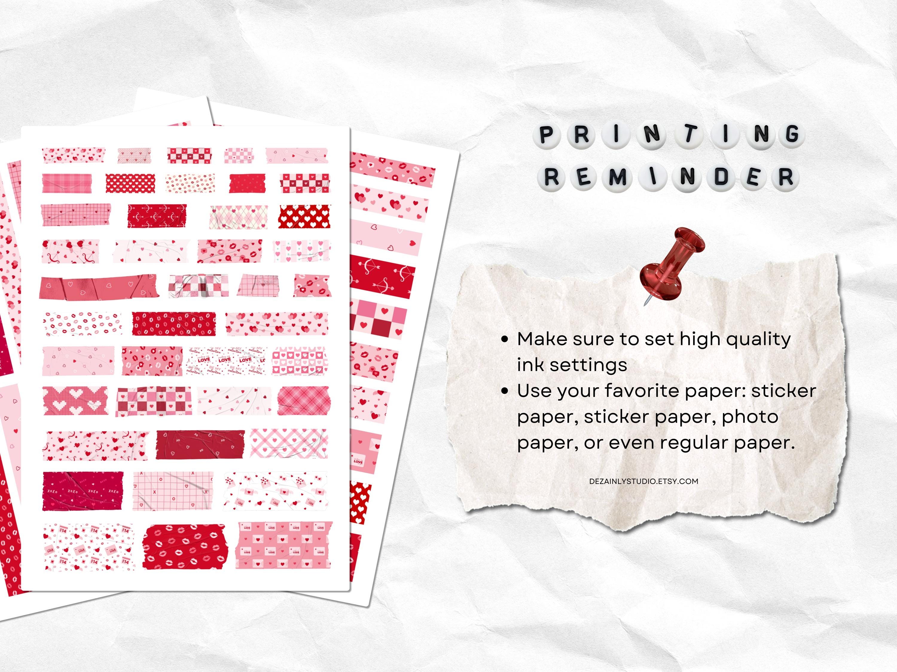 Cute Valentine Wrinkled Printable Washi Tape | Heart Border Strips ...