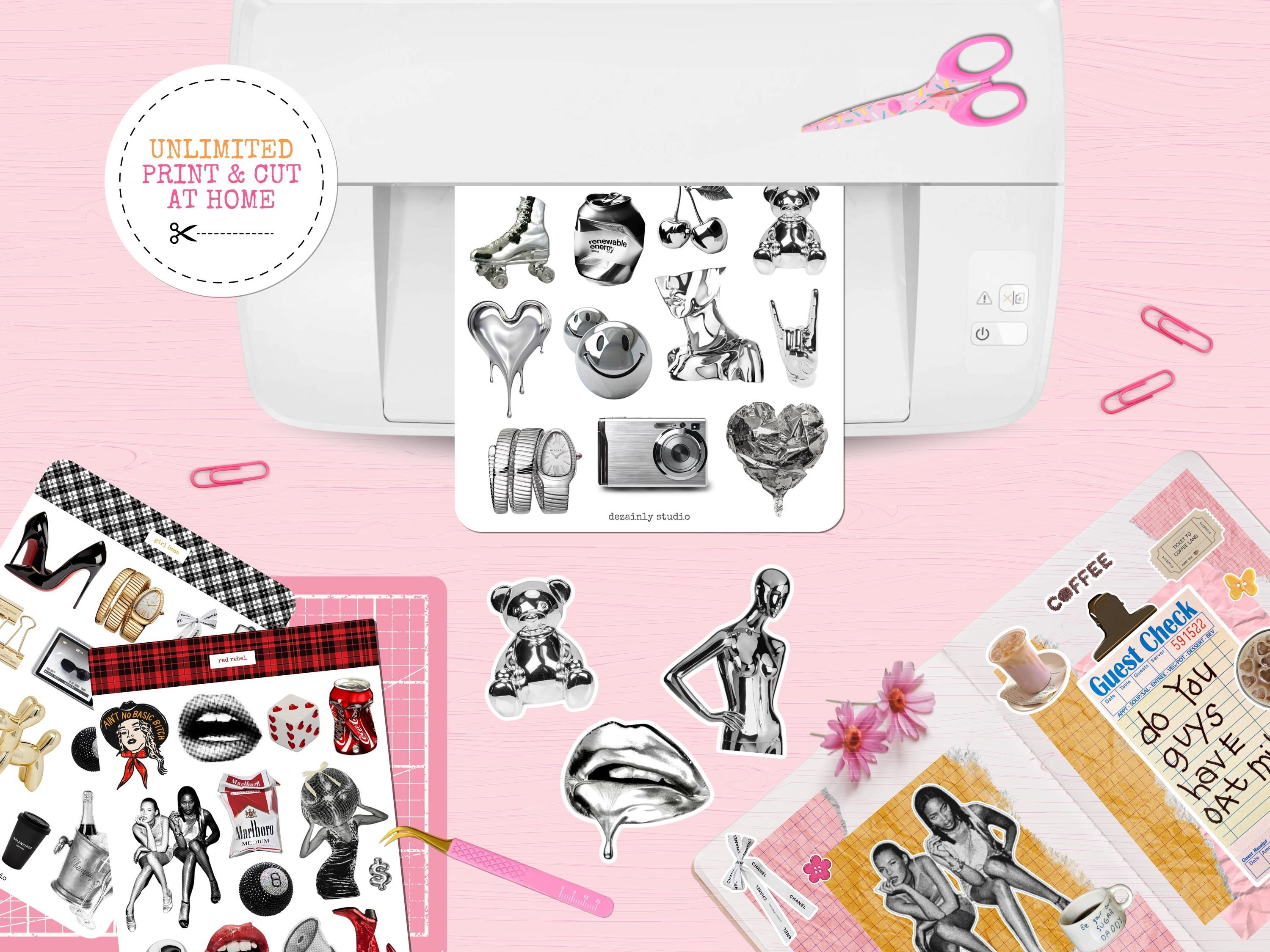 Chrome Aesthetic Junk Journal Sticker Sheet | Printable Sticker Sheet ...