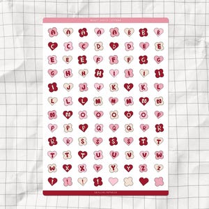 Sweet Cupid Alphabet Printable Sticker Sheet | Fun Valentine Letters | Coquette Playful Letters | Cute Planner & Journal Title Stickers