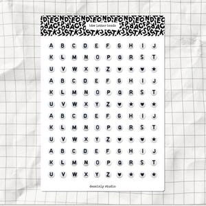 Letter Beads Image Junk Journal Printable Sticker Sheet | Friendship Bracelet Alphabet Stickers | A5 Journal Supplies | Digital Scrapbook