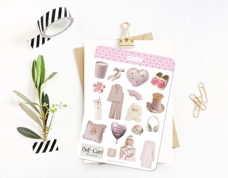 Selfcare Junk Journal Sticker Sheet | Printable Aesthetic Stickers ...