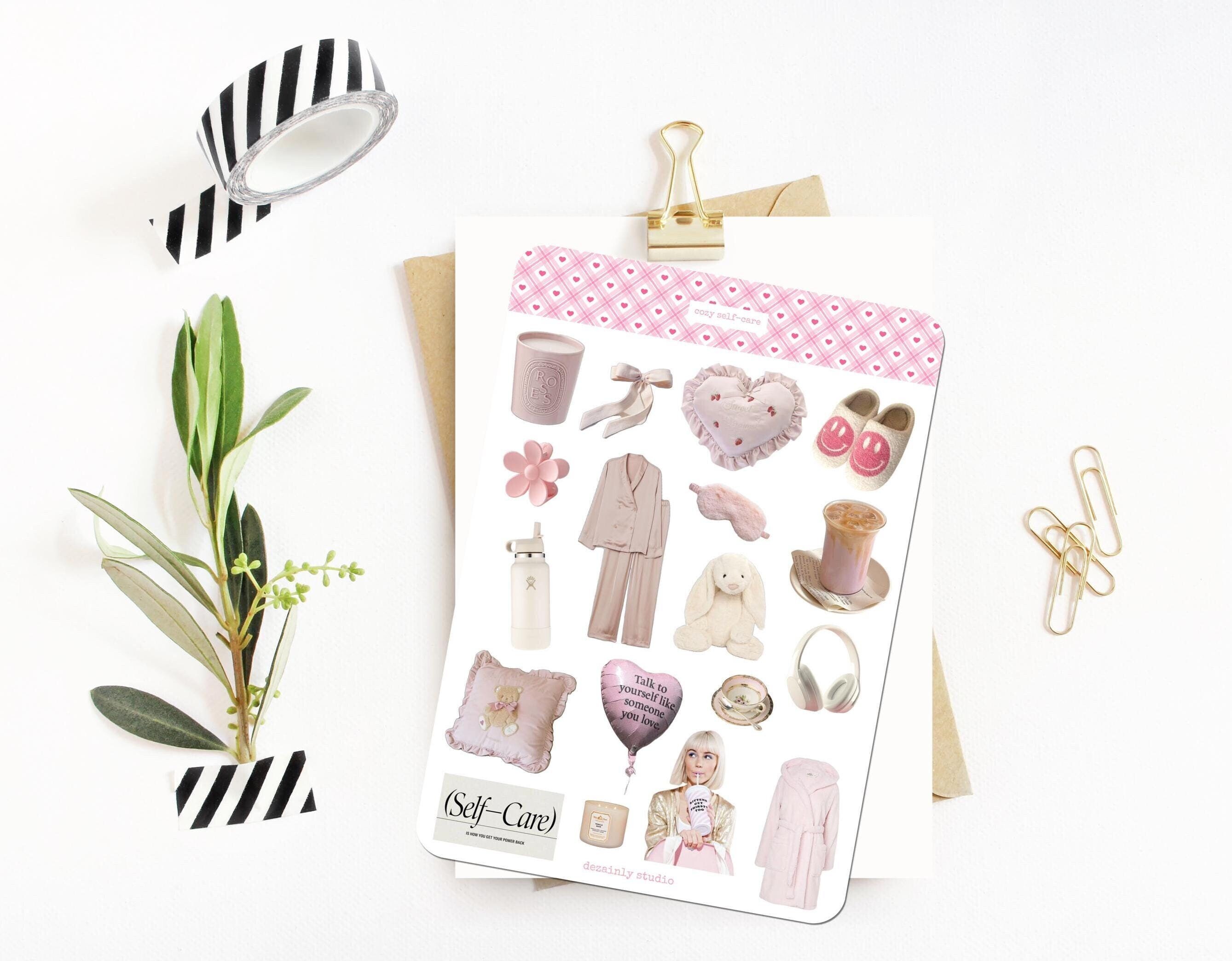 Selfcare Junk Journal Sticker Sheet | Printable Aesthetic Stickers ...