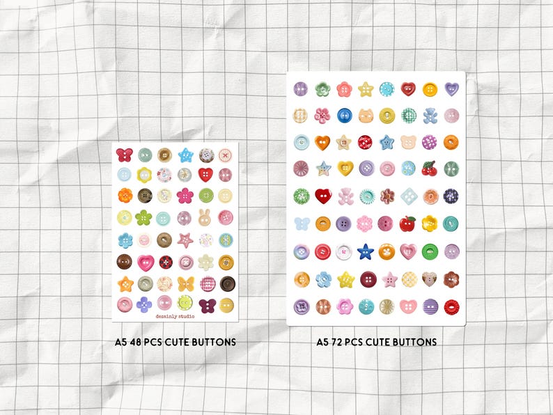 Planner Buttons Cute Buttons Printable Sticker Sheet | Aesthetic Junk Journal Sticker ...