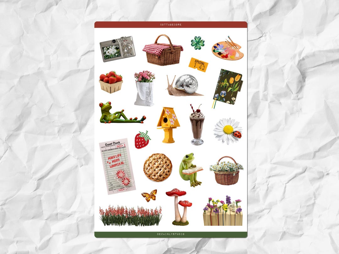 Cottagecore Printable Sticker Sheet | Whimsical Garden Stickers ...